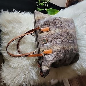 Dooney & Bourke Leather Snakeskin embossed Large Charleston Shopper Tote Bag